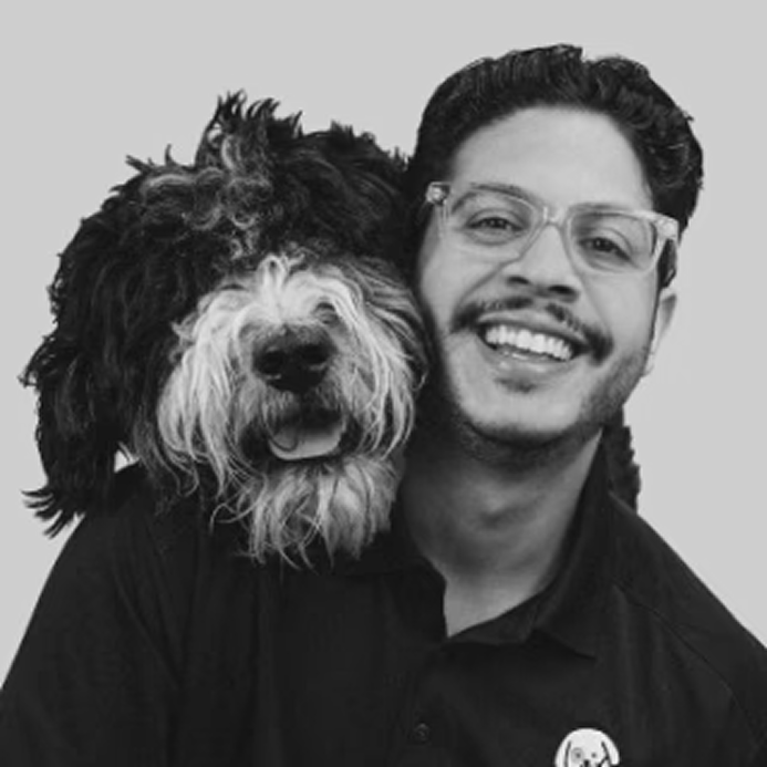 Tarek El Gammal with a dog